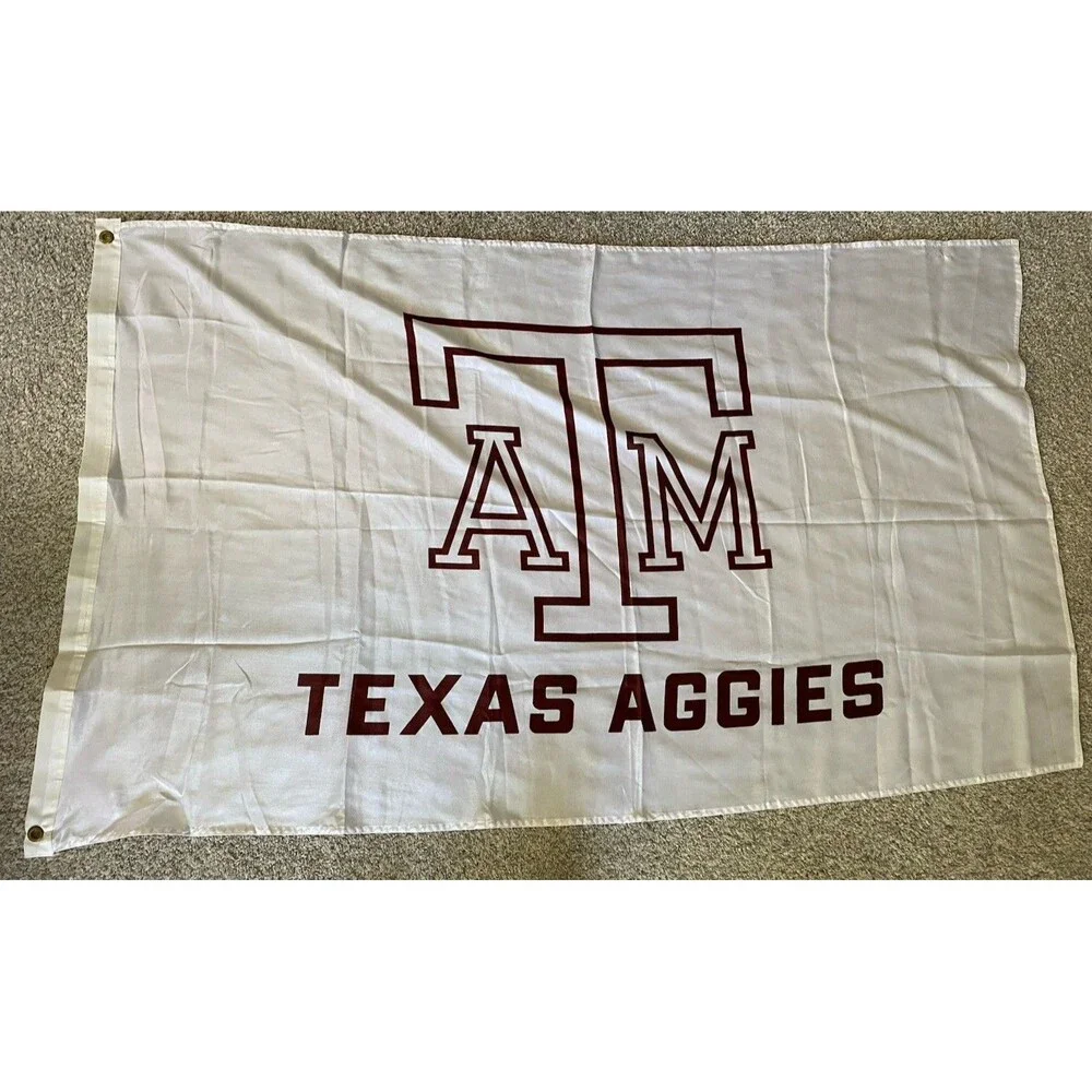 Vtg Texas A&M University Aggies Banner Flag 3x5’ NCAA College 80s 90s Rare White